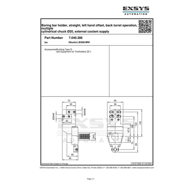 Eppinger VDI40, Okuma LB300MW, Boring bar holder,  7.040.386